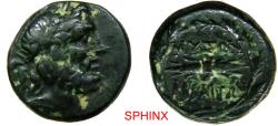 Ancient Coins - 39EC2Z) PHRYGIA, Mysia Abbaitis. 2nd century BC. AE (18.5 mm, 7.28 g, 12h). Laureate head of Zeus right / Winged thunderbolt within wreath. HGC 7, 749; SNG von Aulock 3329-30; aVF