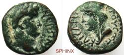 Ancient Coins - 987EG5W) CILICIA, Anazarbus. Nero. AD 54–68. AE Quarter Assarion (13 mm, 2.58 g). Obverse: Laureate head of Nero right, legend NЄPON KAICAP. Reverse: Turreted, veiled, and draped