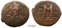 Ancient Coins - 53FG6Z) Byzantine Empire, Tiberius II Constantine (AD 578-582). AE follis or 40 nummi, 15.35 grms, 32 mm, Theoupolis (Antioch), Regnal Year 4 (AD 578). Obverse: d m TIO CONS-TNT PP