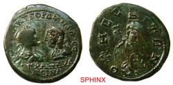 Ancient Coins - 180ER22P) THRACE, Odessus. Gordian III and Tranquillina. 241-244 AD. AE 27.5 mm (12.17 gm). AUT K M ANT GODIANOC AG CE TR, ANKULL/CNIN(sic), confronted busts of Gordian and Tranqui