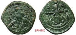 Ancient Coins - 522GG22P) Byzantine Empire, Nicephorus III, Class I anonymous follis. (4.69 Grms, 24 mm) 1078-1081 AD. Obverse: IC-XC to left and right of bust of Christ, nimbate, facing, right ha