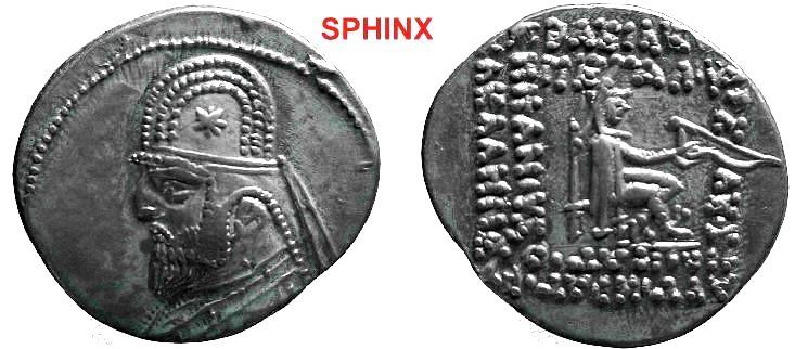 Ancient Coins - 310FR) PARTHIA, ORODES I. 90-77 BC.AR Drachm, 4.18 grms, OBV: tiara with 6-point star, two strands, short beard. REV: archer, 7 line legend, mint ECBATANA; SELLWOOD: 31.5 CONDITION