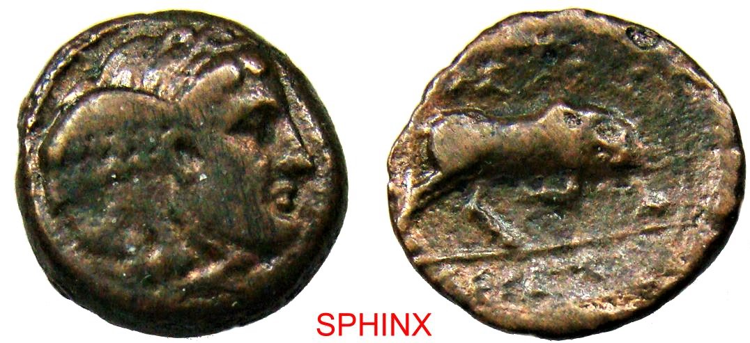 495RK2Z) Ancient Greek, Seleukos I Nikator, 312-281 BC, AE 16 (3.73 Grms, 16 mm), Antioch mint. Obverse: Winged head of Medusa right. Reverse: BAΣIΛEΩΣ ΣEΛEYKOY, Bull butting righ 495RK2Z) Ancient Greek, Seleukos I Nikator, 312-281 BC, AE 16 (3.73 Grms, 16 mm), Antioch mint. Obverse: Winged head of Medusa right. Reverse: BAΣIΛEΩΣ ΣEΛEYKOY, Bull butting righ