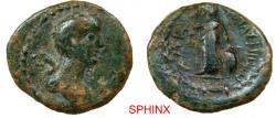 Ancient Coins - 863CG4V) ROM PROV. Damascus, Coele-Syria, Octavian, 30/39 BC, AE 20; 5.35 Grms, 20.5 mm; Obverse: Draped bust of Artemis facing right. Reverse: ΔΑΜΑΣΚΗΝΩΝ L ΓΠΣ, Athena standing