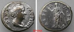 Ancient Coins - 46LF6Z) Diva Faustina Senior. Died AD 140/1. AR Denarius (18.5 mm, 3.34 g, 6h). Consecration issue. Rome mint. Struck under Antoninus Pius, AD 146/7-161. Draped bust right, wearing