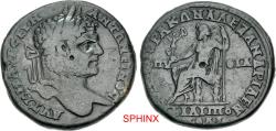 Ancient Coins - 318CRC5X) THRACE, Philippopolis. Caracalla. AD 198-217. AE Pentassarion (30mm, 16.03 g, 7h). Alexandrian and Pythian games issue. Struck circa AD 215. Laureate head right / Zeus Ni
