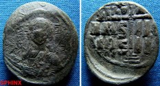 Ancient Coins - 55BM9) BYZANTINE EMPIRE. Anonymous. AE Follis. attributed to the reign of Romanus III Argyrus AD 1028-1034.class B.Mint of Constantinople.( 27.5 x 32 mm, 9.8 grms), Facing, nimbate