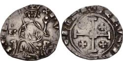 World Coins - 435MM22P) CRUSADERS, Lusignan Kingdom of Cyprus. Hugh IV. 1324-1359. AR Gros (24mm, 4.16 g, 8h). Nicosia mint. Hugh seated facing, holding lis-tipped scepter and globus; in left fi