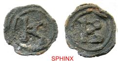 World Coins - 863EE22P) UNIDENTIFIED UNATTRIBUTED, CRUSADERS PB lead token ? Circa 12-13 cent. AD, 1.41 grms, 14 mm diameter, it would be tempting to read A for Antioch and B for Bohemund ?? ? S