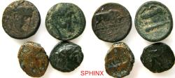 Ancient Coins - 878RC5) Group lot of 4 Greek bronze coins, various rulers/ regions, totalling 20.23 grams ranging from 15 to 18 mm diameter, grade Fair to near Fine, actually 2-3 are quite nice