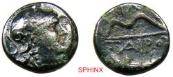 Ancient Coins - 898RC5) Ancient Greek, Mysia, Kings of Pergamon, Philetairos, AE (1.90 grms, 11.5 mm) ,282-263 BC. Obverse: Helmeted head of Athena right. Reverse: ΦIΛE-TAIPOY, Bow. FINE