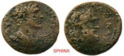 Ancient Coins - 925RK4P) PHOENICIA, Dora. Trajan. AD 98-117. AE (24.5 mm, 10.92 g). Laureate bust right, slight drapery on left shoulder / Laureate head of Doros right; RPC III 3915; FINE, porous.