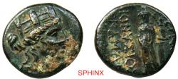 Ancient Coins - 895RC5) Ancient Greek, Smyrna, Ionia, AE, (4.55 grms, 17 mm) Magistrate: Dionysios and Skamandros; Obverse: Head of Tyche right with mural crown. VF
