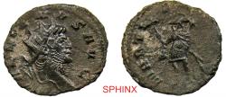 Ancient Coins - 644FL2Z) Roman Imperial, Gallienus, AE Antoninianus. (18 mm, 2.26 grms), Obverse: GALLIENVS AVG, Radiate bust right. Reverse: MARTI..., Mars standing left holding branch, trophy an