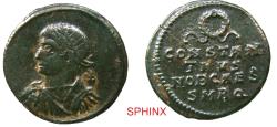 Ancient Coins - 1715GR4K) Constantius II. As Caesar, AD 324-337. AE Follis (18.5 mm, 2.57 g). Rome mint, 4th officina. Struck AD 326. No legend, laureate, draped, and cuirassed bust left / CONSTAN