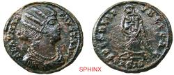 Ancient Coins - 637RG5W) Roman Imperial, Fausta AE follis (2.96 grms, 18.5 mm). Siscia. AD 326-327. Obverse: FLAV MAX FAVSTA AVG, Mantled, bare-headed bust right, wearing necklace. Reverse: SPES R