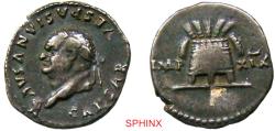 Ancient Coins - 878CKC6Z) VESPASIAN. 69-79 AD. AR Denarius (18 mm, 3.09 gm). Struck 74 AD. CAESAR VESPASIANVS AVG, laureate head left / IMP XIX, modius with seven ears of grain. RIC II 110; BMCRE