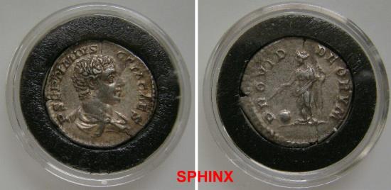 Ancient Coins - 266FR0Z) Geta. As Caesar, AD 198-209. AR Denarius (19 mm, 3.25 grms). Rome mint. Struck under Septimius Severus and Caracalla, AD 205-208. Draped bust right / Providentia standing