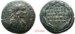 Ancient Coins - 439RL5Z) Roman Provincial, Elagabalus AE25 (13.11 grms, 27 mm) of Nikopolis ad Istrum. Legate Novius Rufus. Obverse: AY K M AYΡ ANTΩNINOC, radiate, cuirassed bust right.