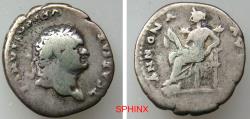 Ancient Coins - 888CKC6Z) Roman Imperial, Vespasian AR Denarius 3.19 grms, 18 mm. 77-78 AD. Obverse: CAESAR VESPASIANVS AVG, Laureate head right. Reverse: ANNONA AVG, Annona seated left, aVF