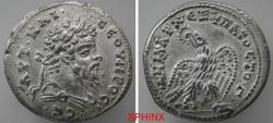 Ancient Coins - 20CHB5U) Seleucis and Pieria. Laodicea ad Mare. Septimius Severus. AD 193-211. AR Tetradrachm (27 mm, 8.26 g, 1h). Struck AD 208-209. Laureate and draped bust right / Eagle standin