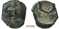 Ancient Coins - 226GG5W) NABATAEA. Malichos II, with Shuqailat II. AD 40–70. AE (16 mm, 2.49 g, 12h). Petra mint. Obv: Jugate draped busts right of King Malichos II, laureate, and Queen Shuqailat