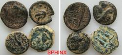 Ancient Coins - 864CG4V) LOT of 4 Ancient Greek near Eastern bronzes with nice details and all identifiable; diameters range from 11 to 14 mm, total weight 6.98 grms; A very nice lot; SOLD AS IS N