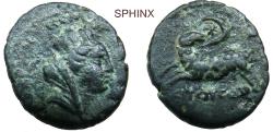 Ancient Coins - 769CC3Z) ANCIENT GREEK Probably SELEUCIS and PIERIA, AE 16 mm, 2.27 grms, Turreted head right / Rev. Ram running left, crescent to right; UNIDENTIFIED UNATTRIBUTED; FAIR.