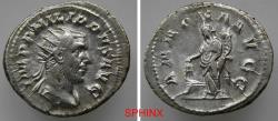 Ancient Coins - 508GC22P) Philip I. AD 244-249. AR Antoninianus (24 mm, 3.76 g). Rome mint, 5th officina. 6th emission, AD 247. Radiate, draped, and cuirassed bust right / Annona standing left, ho