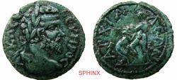 Ancient Coins - 751MG4X) Wrestling the Nemean Lion : One of Hercules labors : Anchialus, Thrace. Septimius Severus AE20, 4.58 Grms, 21.5 mm, Obverse: AY K Λ CE CEYHΡOC, Laureate bust right. Revers