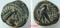Ancient Coins - 6CH5) SELEUKID EMPIRE. Antiochos VIII Epiphanes (Grypos). 121/0-97/6 BC. AE (16.5 mm, 4.78 g). Antioch on the Orontes mint. Radiate and diademed head right / Eagle standing left,
