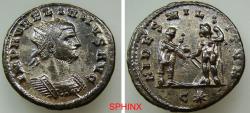 Ancient Coins - 588FF4W) Aurelian (270-275 AD) AE Antoninianus. 4.02 Grms, 21 mm, Cyzicus mint, 272-274 AD. Obverse: IMP AVRELIANVS AVG, radiate, cuirassed bust right. Reverse: FIDES MILITVM, Aure