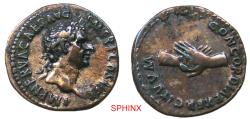 Ancient Coins - 893CKC6Z) Nerva. AD 96-98. Denarius (Silver, 19 mm, 3.14 g 6), 97 AD. IMP NERVA CAES AVG P M TR P COS III P P Laureate head of Nerva to right. Rev. CONCORDIA EXERCITVVM Clasped han