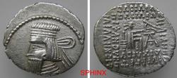 Ancient Coins - 65HK5U) KINGS of PARTHIA. Artabanos IV. Circa AD 10-38. AR Drachm (20 mm, 3.55 g, 12h). Ekbatana mint. Diademed bust left / Archer (Arsakes I) seated right on throne, holding bow;