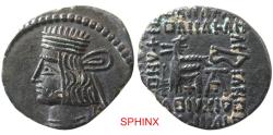 Ancient Coins - 42CRG4Z) KINGS of PARTHIA. Pacorus I (AD 78-120). AR Drachm (3.55 gm; 20 mm). Ecbatana mint. Diademed beardless bust left / Archer (Arsakes I) seated right on throne, holding bow.