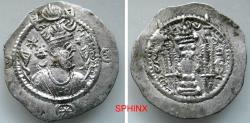 Ancient Coins - 31CF3Z) Sasanian Kingdom, Kavad I Second Reign, AD 499-531, AR Drachm, 4.01 Grms, 28 mm, ALM mint ??, Year 24 ??, Obverse: Draped bust to right, wearing mural crown with korymbos