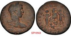 Ancient Coins - 464KC22P) SELEUCIS and PIERIA, Antioch. Severus Alexander. AD 222-235. AE Octassarion (32mm, 20.09 g, 6h). Laureate head right / Tyche seated left, head facing, on rocky outcroppin