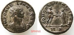 Ancient Coins - 573FF4W) Aurelian (270-275 AD), BI Antoninianus. 3.67 Grms, 21.5 mm, Rome, AD 274. Obv. IMP C AVRELIANVS AVG, Radiate and cuirassed bust to right. Rev. CONCORDIA MILITVM, Emperor