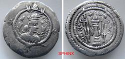Ancient Coins - 869FG3Y) Sasanian Kingdom, Kavadh I AR Drachm 4.00 Grms, 28 mm, Second reign, AD 499-531. HL(Herat?) mint, RY 35 = AD 523. Obverse: Draped bust to right, wearing mural crown with f