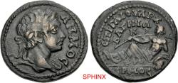 Ancient Coins - 233CRC5X) LYDIA, Bagis. Septimius Severus. AD 193-211. AE (21mm, 4.42 g, 6h). Gaius, son of Asclion, first archon. Laureate head of youthful Demos right, slight drapery on left gVF