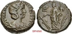 Ancient Coins - 412CRR5X) EGYPT, Alexandria. Julia Mamaea. Augusta, AD 222-235. Potin Tetradrachm (22mm, 12.39 g, 12h). Dated RY 13 of Severus Alexander (AD 233/4). Draped bust right, wearing step
