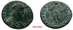 Ancient Coins - 232RG3Z) Roman Imperial, Arcadius AE2, 4.73 Grms, 21 mm, Nicomedia, (392-395 AD); Obverse: D N ARCADIVS P F AVG, pearl-diademed, draped and cuirassed bust to right. Reverse: GLORIA