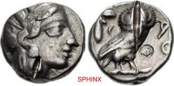 Ancient Coins - 293CKK22P) EGYPT, Pharaonic Kingdom. Uncertain pharaoh(s). Late 5th–mid 4th centuries BC. AR Tetradrachm (23mm, 16.93 g, 9h). Imitating Athens. Helmeted head of Athena right, gFINE