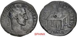 Ancient Coins - 417CRC6X) EXTREMELY RARE; THRACE, Anchialus. Maximinus I. AD 235-238. AE Pentassarion (28.5mm, 14.53 g, 7h). Radiate, draped, and cuirassed bust right, seen from behind / Table see
