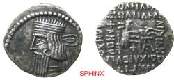 Ancient Coins - 469EE5W) KINGS of PARTHIA. Artabanos IV. Circa AD 10-38. AR Drachm (18 mm, 2.81 g). Ekbatana mint. Diademed bust left / Archer (Arsakes I) seated right on throne, holding bow; mono
