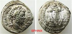 Ancient Coins - 356FH2Y) Septimius Severus. AD 193-211. AR Denarius (19 mm, 3.51 grms). ROME mint. Struck AD 201. SEVERVS PIVS AVG, laureate head right / PART MAX P M (TR