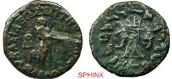 Ancient Coins - 289EH22P) BAKTRIA, Indo-Greek Kingdom. Apollodotos II Soter Philopator Megas. Circa 80-65 BC. AE (28.5 mm, 15.01 g). Apollo standing right, with quiver over shoulder, holding arrow