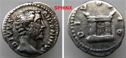 Ancient Coins - 448GG5) Divus Antoninus Pius. Died AD 161. AR Denarius (18.5 mm, 3.22 g). Rome mint. Struck under Marcus Aurelius and Lucius Verus, AD 161. DIVVS ΛNTONINVS, bare head right / DIVO