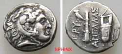 Ancient Coins - 957CCR6Z) IONIA, Erythrai. Circa 325-315 BC. AR Drachm (16.5 mm, 3.62 g). Rhodian standard. Apellas, magistrate. Head of Herakles right, wearing lion skin / Club and bow-in-bowcase