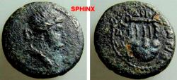 Ancient Coins - 748FG8) SYRIA, Seleukeia Pieria. Antiochia ad Orontem. Circa 65-66 AD. Æ 16 mm (3.10 gm). Diademed bust of Artemis right / Lyre. BMC Galatia, etc. pg. 161, 86. FINE (way better in